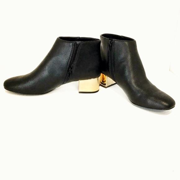 Marc NY Boots Bootie Women sz 10 NWOB Haydeng Vegan Gold Heel Classic Glam - Picture 5 of 8
